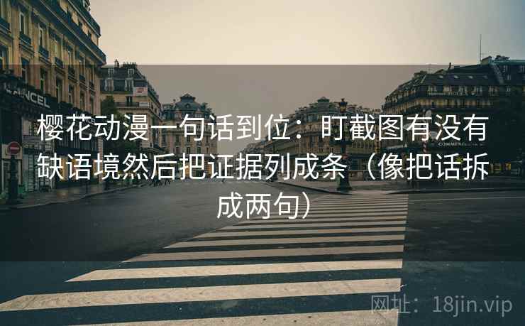 樱花动漫一句话到位：盯截图有没有缺语境然后把证据列成条（像把话拆成两句）